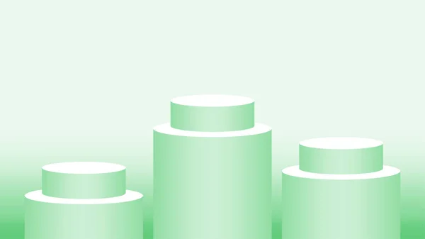 Green Pastel Pedestal Cylinder Circle Steps Cosmetics Showcase Podium Circle — Stock Vector