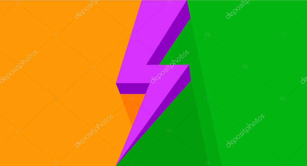 Purple Thunder On Orange Green Bright For Banner Copy Space Flash Sales Graphic Template For Vs Concept Thunderstorm Symbol For Advertising Compare Icon Shock For Flash Sales Banner Promotion Ad Premium