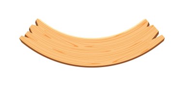 Eğri ahşap kalaslar beyaz arkaplanda izole, tahta eğri işaretler ve kopyalama alanı, tahta tabelalar eğri şekil, mesaj metni için boş tahta açık kahverengi