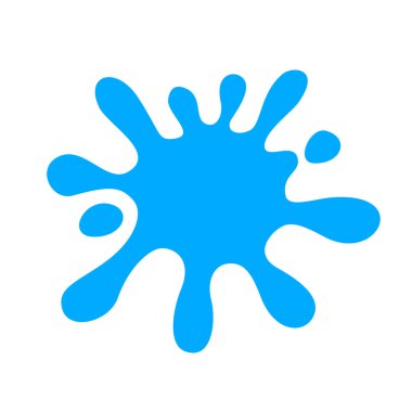 Beyaz zemine su damlası sıçraması, element logosu ve simgesi için su sıçraması, sancak Songkran festivali için su damlası sıçraması, grafik reklam tasarımı için su damlası sembolü