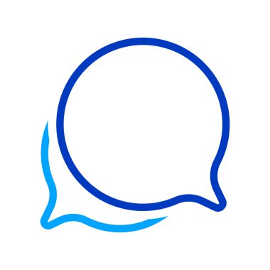 Konuşma baloncuğu mavi daire beyaz, baloncuk sohbet işareti simge konuşma veya konuşma için balon konuşma metin kopyalama, diyalog kutusu sohbet sembolü konuşma konsepti için konuşma balonu simgesi