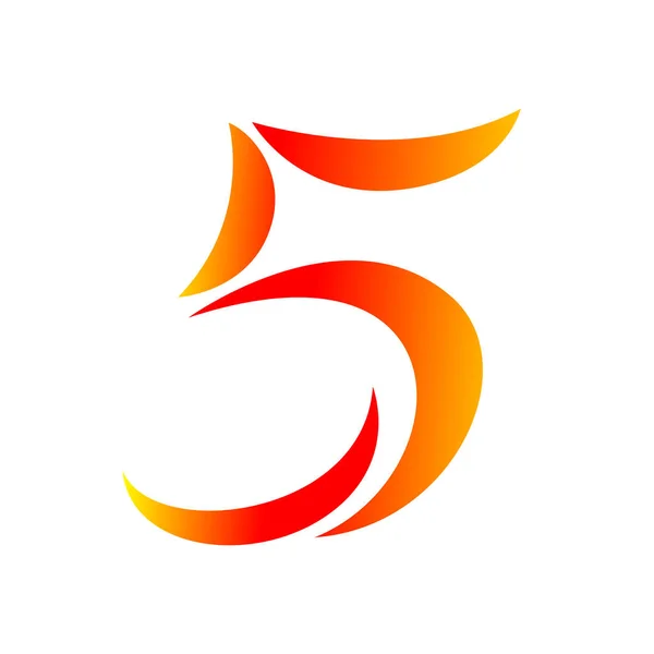 Nummer Grafisch Modern Geïsoleerd Witte Achtergrond Nummer Vijf Oranje Verloop — Stockvector