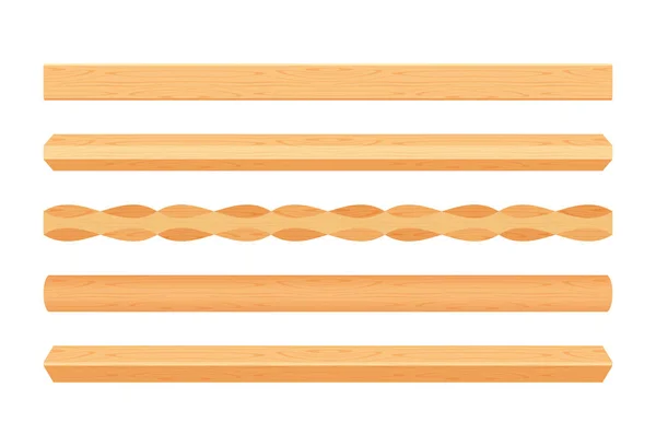 Holzlatte Verschiedene Hellbraune Farbe Isoliert Auf Weißem Holzlattenstangen Braun Lattenholz — Stockvektor