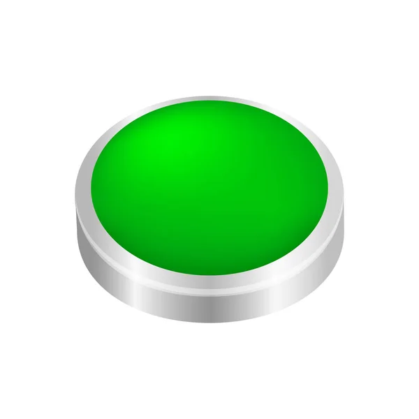 Κουμπί Σχήμα Κύκλο Πράσινο Για Κουμπιά Παιχνίδια Παίζουν Απομονωμένο Λευκό — Διανυσματικό Αρχείο