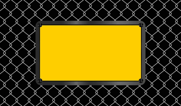 Ορθογώνιο Σήμα Κίτρινο Μαύρο Φόντο Συρματόπλεγμα Προειδοποιητικό Έμβλημα Πλέγμα Φράχτη — Διανυσματικό Αρχείο