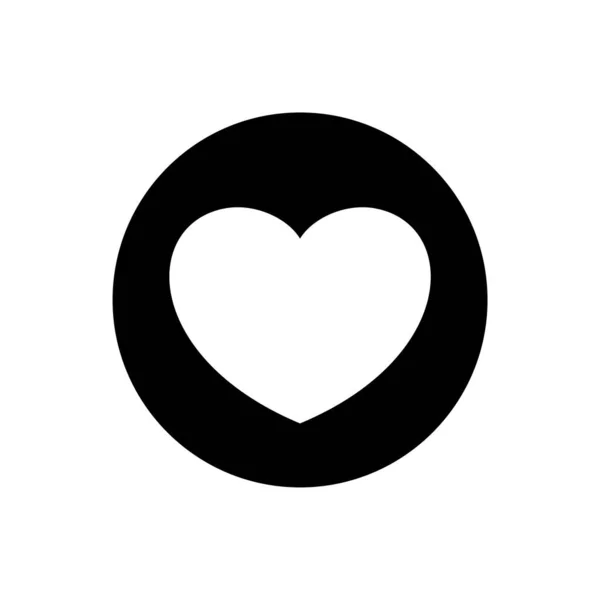 心形图标简单的圆形黑色 心形符号用于按钮图形 激情或浪漫图标 心形符号用于情人节和婚礼卡片 快乐的爱情符号用于白色 — 图库矢量图片