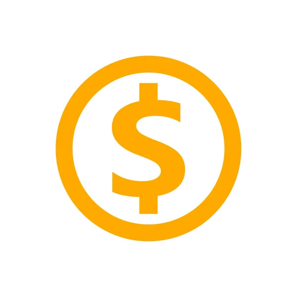 Δολάριο Νόμισμα Κέρμα Πορτοκαλί Για Εικονίδιο Που Απομονώνονται Λευκό Κέρμα — Διανυσματικό Αρχείο