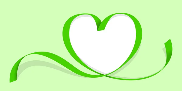Стрічкова Форма Серця Зелена Ізольована Зеленій Пастелі Лінія Стрічки Зелена — стоковий вектор