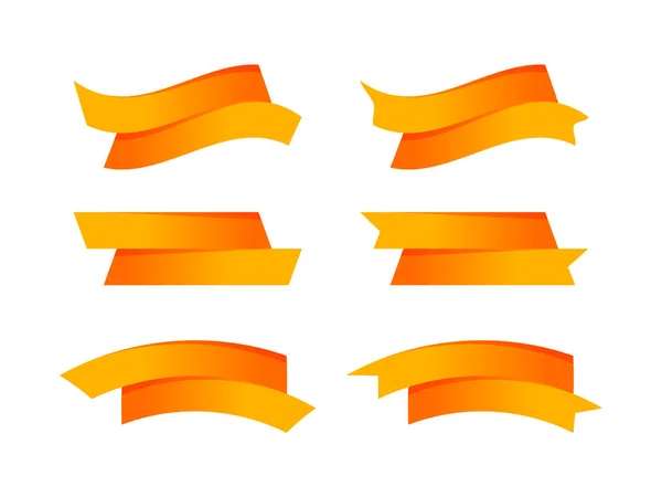 Ruban Noeud Orange Forme Bande Isolé Sur Blanc Ensemble Ruban — Image vectorielle