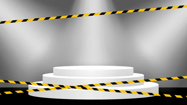 Tape Line Gelb Schwarzer Streifen Auf Podest Bühnenraum Warnbereich Mit — Stockvektor