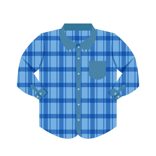 Plaid Shirt Clothes Blue Isolated White Background Clothes Pattern Plaid — Stock Vector