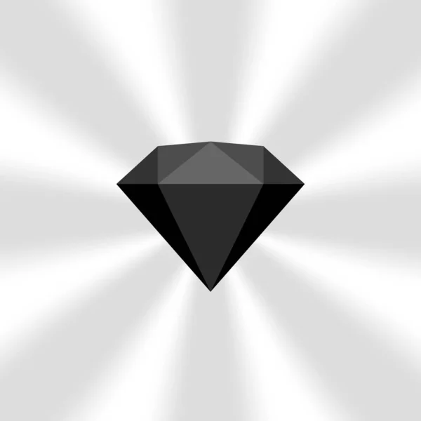 Czarny Diament Gemstone Zoom Komiksy Czarny Płaski Diamenty Biżuteria Ikona — Wektor stockowy