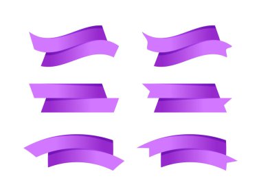 şerit pruva mor şerit şekil beyaz üzerinde izole, element grafik tasarımı için kurdele etiketi seti, etiket alanı metni için kurdele çizgisi mor, sınır bandı curl kurdele mor, etiket mor bant