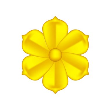 Beyaz arka planda izole edilmiş tek bir çiçek, lüks çiçek taç yaprağı sade, altın çiçekler metal heykel, lüks altın çiçeğin çizimi, süslü sanat çiçekleri lüks altın