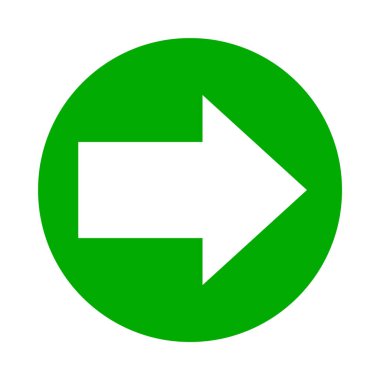 Beyaz üzerine izole edilmiş simge için beyaz ok, düğme arayüzü uygulaması için ok ile daire, sıradaki ok işareti veya gönderme konsepti için indirme, yön için basit ok sembolü