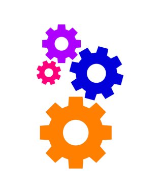 Çember dişli dişli rengi beyaza izole edilmiş mekanizasyon simgesi, ilerleme ağı için dişli simgesi mühendislik mekanizması için basit çember dişli şekli, makine endüstriyel teknoloji işareti