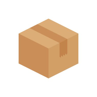 Sandık kutuları 3D, karton kutu kahverengi, düz stil karton paket kutuları, ambalaj kargosu, izometrik kutular kahverengi, ambalaj kutusu kahverengi, sembol kutuları beyaz arkaplanda izole edilmiş.