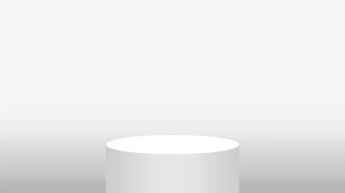 Kozmetik gösterisi için 3d kaide dairesi beyaz gri, podyum dairesi beyaz renk, reklam alanı için platform 1 adım, ürün gösterimi için bir podyum.