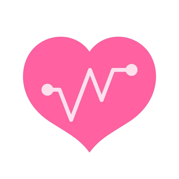 Pink Hearts Shape Beat Pulse Line Isolated White Heart Wave — Stock Vector