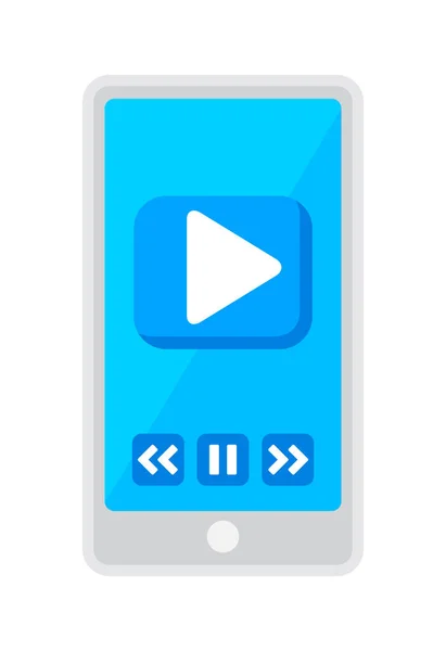 Smartphone Screen Button Play Media Player Icon Media Player Concept — Stock Vector