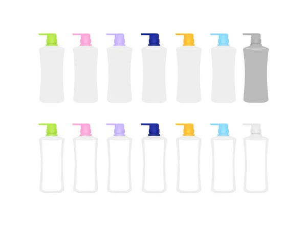 Mock Flasche Kunststoffverpackung Isoliert Auf Weiß Flaschensammlung Von Kosmetischen Behälterdesign — Stockvektor