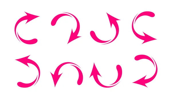 箭头图形粉色孤立在白色背景上 弧形箭头粉色现代 图标箭头符号 夹艺术箭头粉色圆形 — 图库矢量图片
