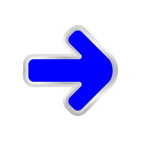 Flèche Bleue Pointant Droite Isolé Sur Blanc Clip Art Icône — Image vectorielle
