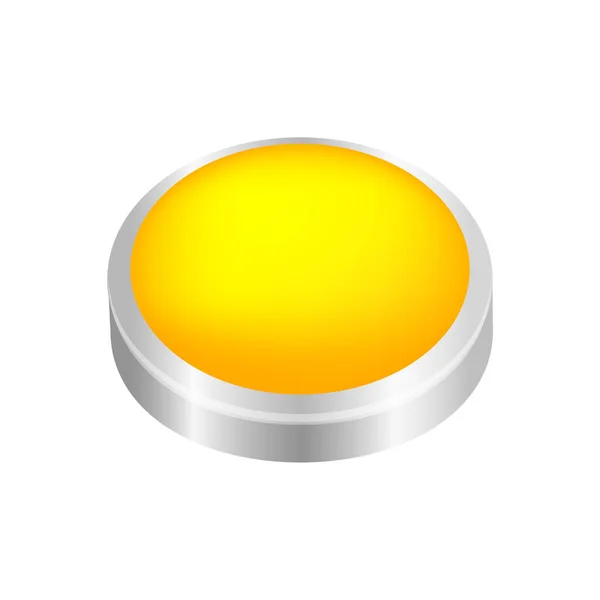 Düğme Daire Şekli Sarı Düğme Oyunları Için Izole Edilmiş Beyaz — Stok Vektör