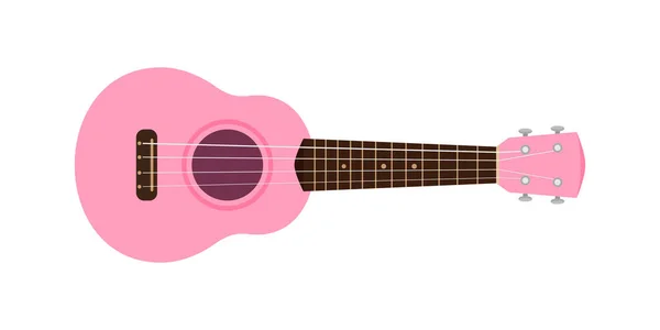 Ukulele Bonito Pastel Rosa Isolado Branco Pequeno Ukelele Rosa Cor — Vetor de Stock