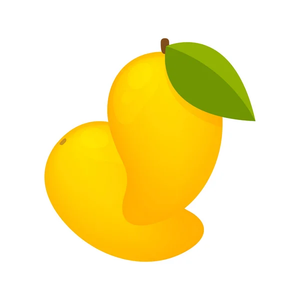 Mango Zralé Ovoce Jednoduché Izolované Bílém Pozadí Žluté Mango Kreslené — Stockový vektor