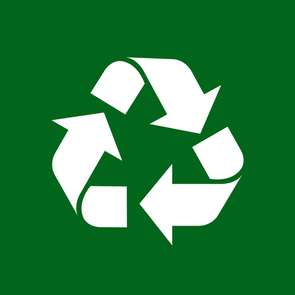 Recycle Symbool Wit Geïsoleerd Groene Achtergrond Witte Ecologie Pictogram Groen — Stockvector