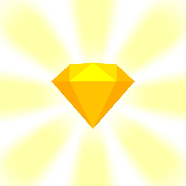 Yellow Gold Diamond Gemstone Zoom Comics Golden Flat Diamonds Jewelry — Stock Vector