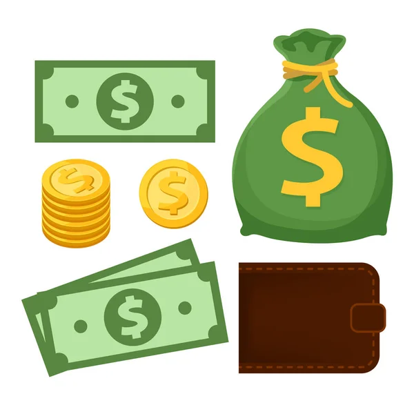 Money Dollar Wallet Icon Isolated White Money Banknote Symbol Simple — Stock Vector