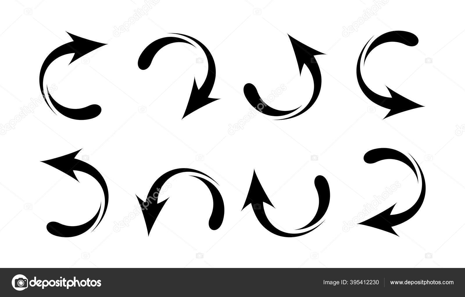 Flechas Gráfico Negro Aislado Sobre Fondo Blanco Flecha Curva Negro Vector  de stock #395412230 de ©cgdeaw, image size:1600x1023