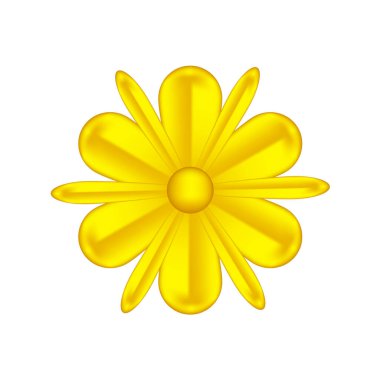 Beyaz arka planda izole edilmiş tek bir çiçek, lüks çiçek taç yaprağı sade, altın çiçekler metal heykel, lüks altın çiçeğin çizimi, süslü sanat çiçekleri lüks altın