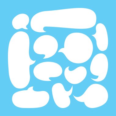 Beyaz konuşma balonu mavi, konuşma balonu elips işareti iletişim sembolü için karalama beyaz konuşma balonu metin, balon mesaj simgesi, diyalog sohbet grafiği simge konuşma