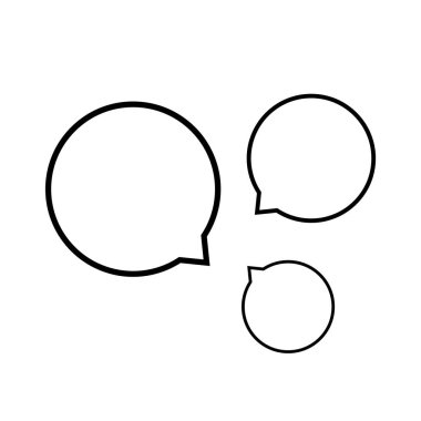 Konuşma balonu çizgisi çemberi beyaz, diyalog çemberi şekli grafik sohbet işareti için konuşma balonu metni, sohbet komik çember sembolü, daire çizgisi balon diyaloğu