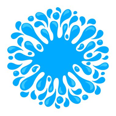 Su damlası damlası beyaz arkaplanda izole edilmiş, element afişi için su sıçraması, Songkran festivali için su sıçraması kopyalama alanı, grafik afiş tasarımı için su damlası sembolü