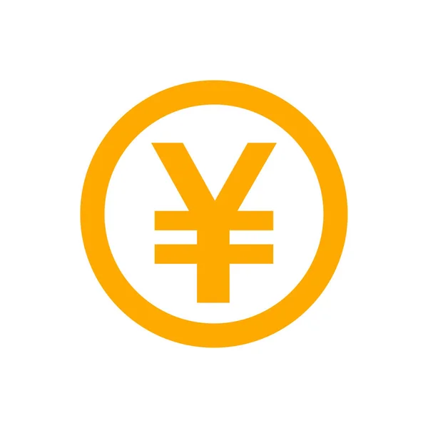 Yen Valuta Érme Narancs Ikon Elszigetelt Fehér Yen Pénz App — Stock Vector