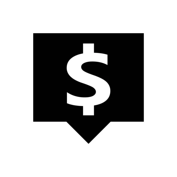 Dollar Valuta Symbool Spraakbel Vierkante Vorm Voor Pictogram Zwarte Dollar — Stockvector