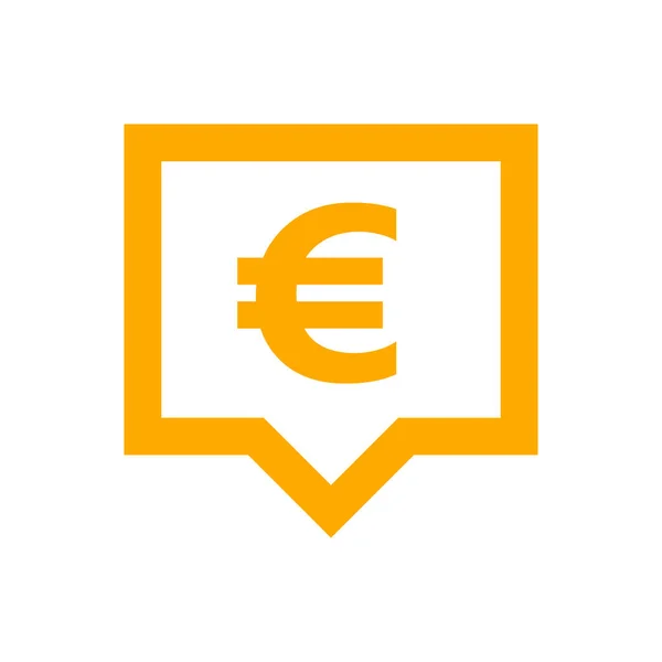Euro Simbolo Valuta Nel Discorso Bolla Quadrato Arancione Icona Euro — Vettoriale Stock