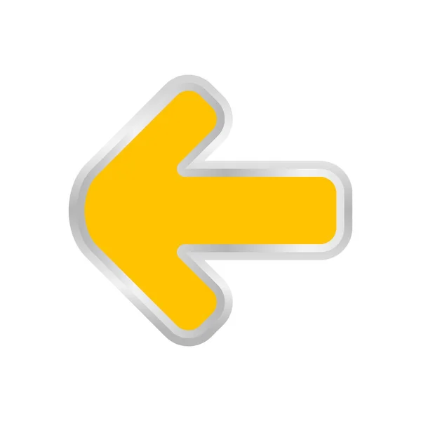 Seta Amarela Apontando Para Esquerda Isolada Branco Clip Art Ícone — Vetor de Stock