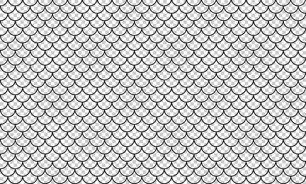 line art of fish scale pattern isolated on transparent background, tile pattern line, mermaid tail pattern grid for decoration