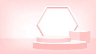 3d sahne kaidesi kırmızı pastel rengi, podyum sahnesi zafer şampiyonu pozisyonu için podyum gösterisi kozmetik ürün gösterisi için kaide kırmızısı yumuşaklığı, ürün yerleştirme veya sunum için daire şeklinde modern duruş