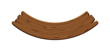 Eğri ahşap tahtalar beyaz arkaplanda izole, tahta eğri işaretler ve kopyalama alanı, tahta tabelalar eğri şekil, mesaj metni için boş tahta kahverengi