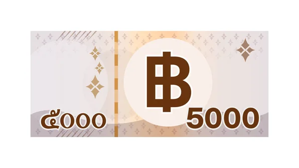 5000 Baht Thai Billets Banque Argent Isolé Sur Blanc Thai — Image vectorielle