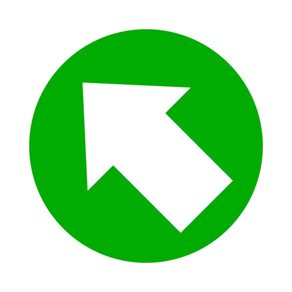 白色箭头指向左上角为圆形绿色 图标平面隔离在白色上 箭头指向按钮应用程序 箭头指向下一个或下载上传概念 箭头指向左 — 图库矢量图片
