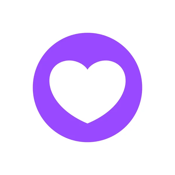 Icône Forme Coeur Simple Cercle Violet Symbole Coeur Pour Bouton — Image vectorielle