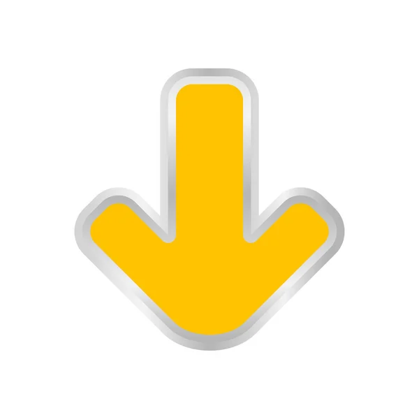 Flecha Amarilla Apuntando Hacia Abajo Aislado Blanco Clip Art Icono — Vector de stock