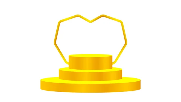 Pedestal Lujo Oro Forma Corazón Caja Círculo Pedestal Oro Para — Vector de stock
